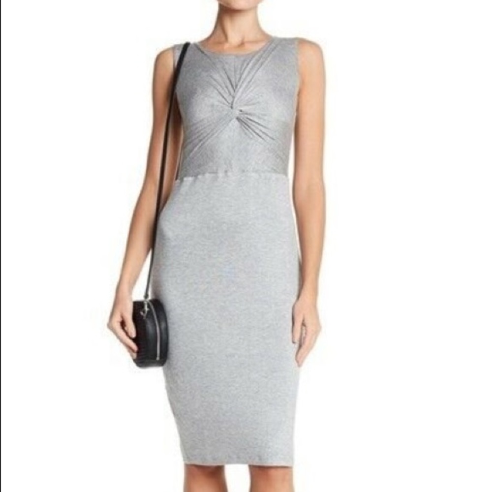 Dual Nature Twist-Front Jersey Midi Dress